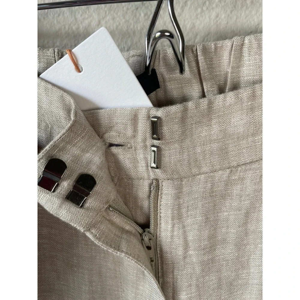 Quince 100% European Linen Pleated Trouser Capsule Flax Beige Pants NWT Size 10